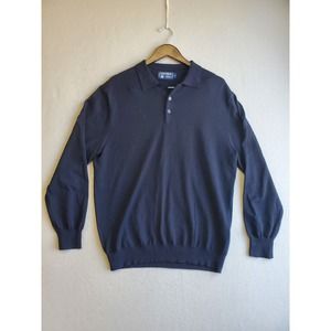 Vintage Gazman Long Sleeve Polo Wool Sweater Mens Size XL Blue